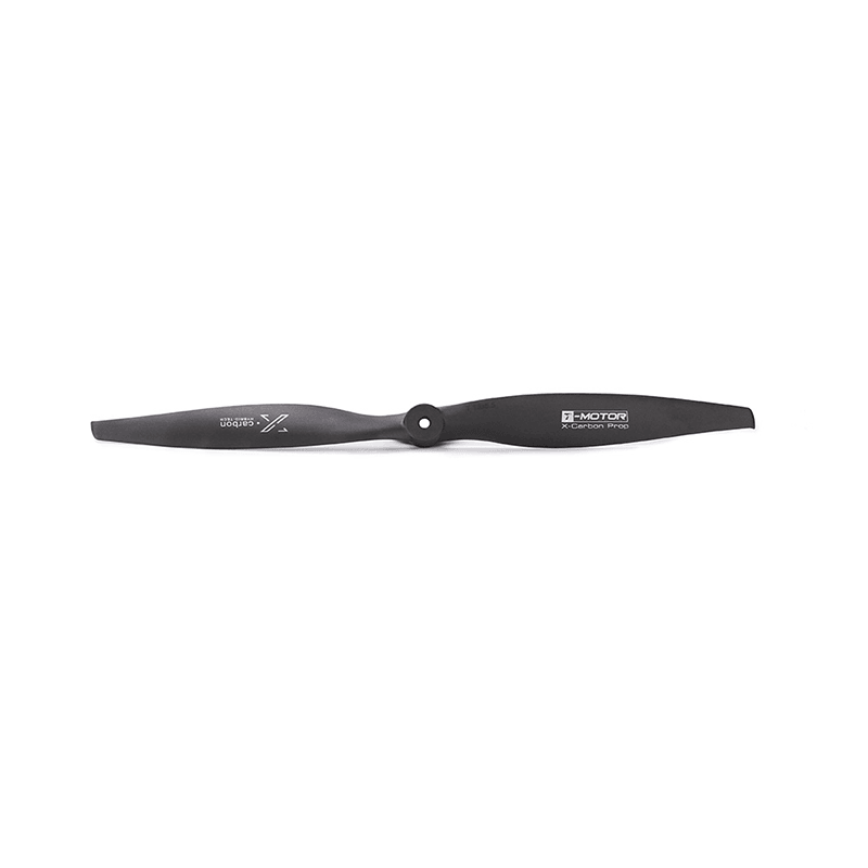T-Motor T13X6.5 Black Propeller, T-Motor T13X6.5 black two-blade drone propeller with center hub and T-MOTOR X-Carbon Pro markings