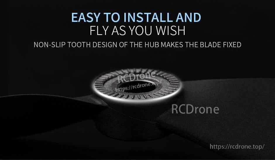 T-Motor T16*8 Black Carbon Polymer Propeller, Close-up of a black T-Motor T16*8 propeller hub with non-slip toothed design for secure blade mounting