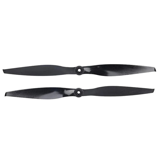 T-Motor T17X10 Black Carbon Polymer Propeller, Pair of black T-Motor T17X10 carbon polymer drone propellers with two-blade design and center mounting hub