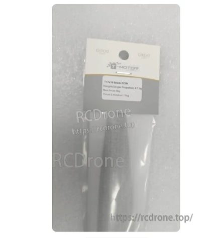 T-Motor T17X10 Black Carbon Polymer Propeller, Packaged T-Motor T17x10 black propeller (CCW) in clear bag with labeled header card