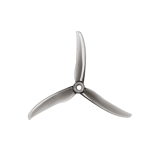 T-Motor T5143S FPV Drone Propeller, T-Motor T5143S tri-blade FPV drone propeller in translucent gray with a central mounting hub