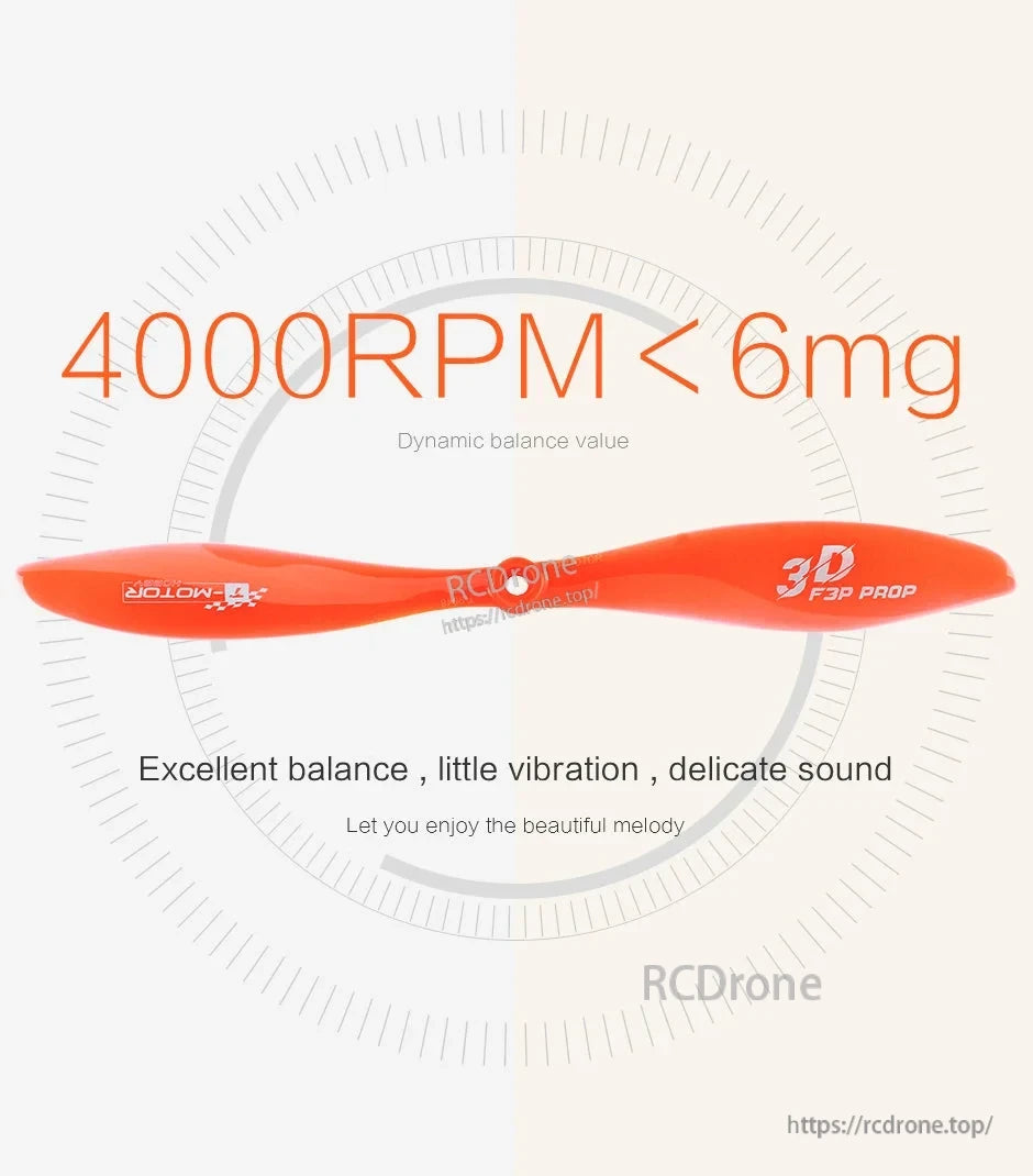 T-Motor T9048 Plastic Propeller, Orange T-Motor T9048 9x4.8 plastic 3D F3P two-blade propeller with “4000RPM <6mg” balance text