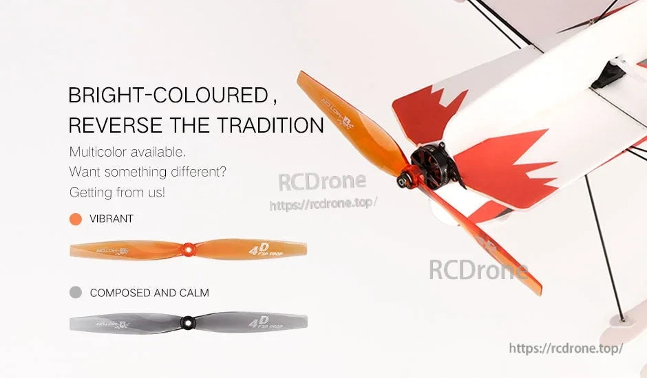 T-Motor T904D Propeller, T-Motor T904D aircraft propeller with orange and gray color options for high-visibility or subdued builds