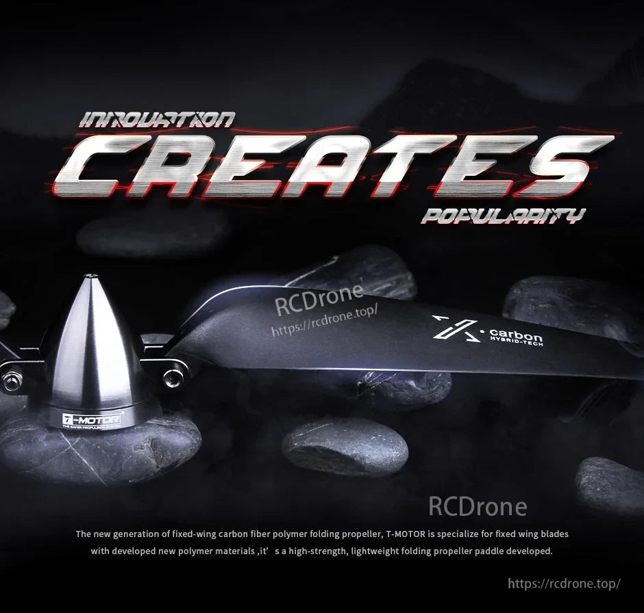 T-Motor TF15X8 fixed-wing folding propeller with metal spinner and carbon hybrid tech blades