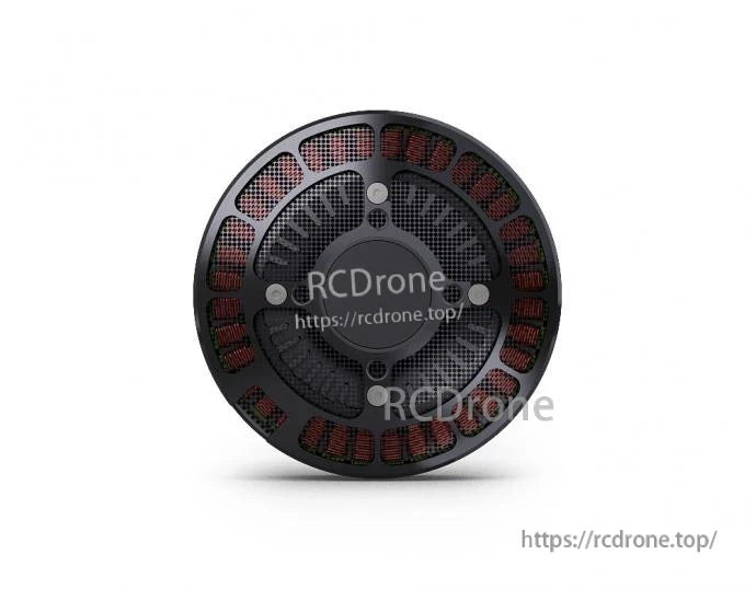 T-Motor brushless drone motor, top view with round open-frame housing and visible copper windings