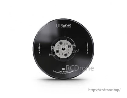 Front view of T-Motor U15II KV80 brushless motor with circular mounting plate and bolt holes