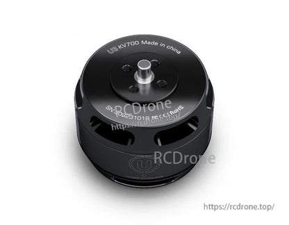 T-Motor U3 KV700 brushless drone motor with top mounting holes and central shaft, black housing