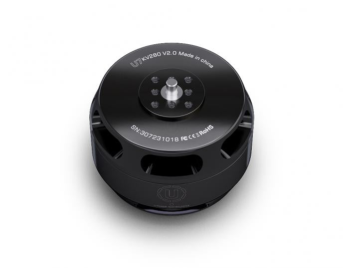 Top view of T-Motor U7 KV280 V2.0 brushless motor with central shaft and mounting holes