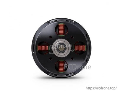 Top view of a T-Motor brushless drone motor with black housing, central bearing, and exposed copper windings