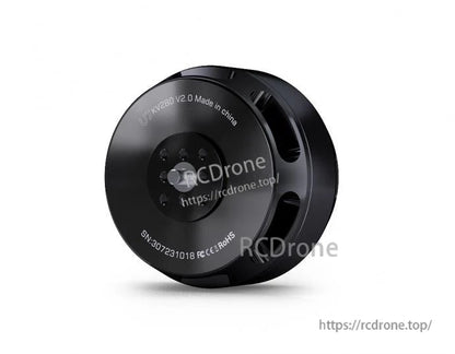 T-Motor U7 KV280 V2.0 brushless motor close-up with black round housing and front shaft