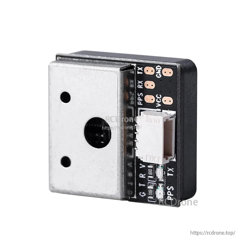 T-Motor UBLOX M10 GPS, T-Motor u-blox M10 GPS module with shielded can and JST connector labeled VCC, GND, RX, TX and PPS