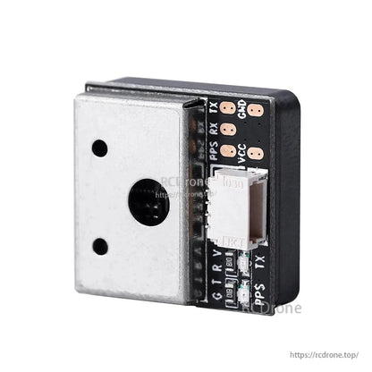 T-Motor UBLOX M10 GPS, T-Motor u-blox M10 GPS module with shielded can and JST connector labeled VCC, GND, RX, TX and PPS