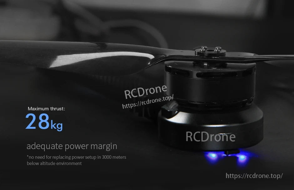 T-Motor V10 KV160 12S brushless motor with propeller, labeled maximum thrust 28 kg for large VTOL builds