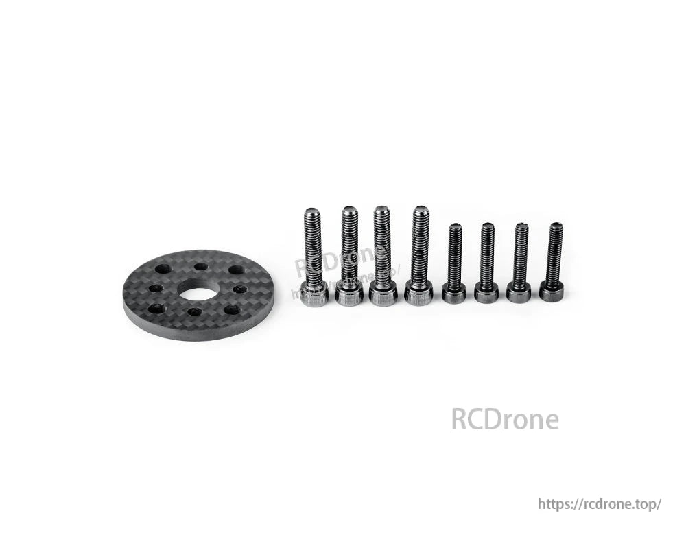 T-Motor carbon fiber circular mounting plate with multi-hole pattern and a set of socket cap screws