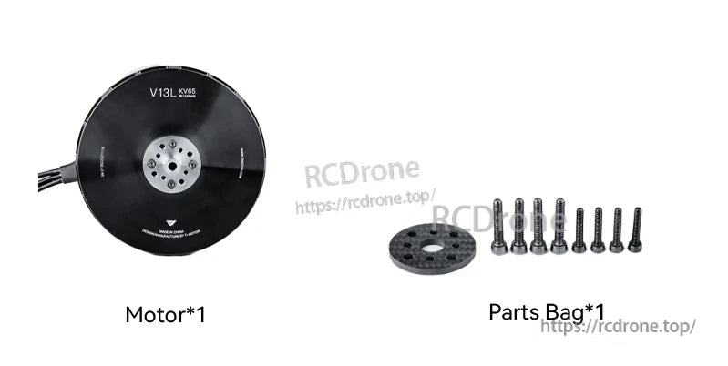 T-Motor V13L KV65 motor with mounting plate and screw set (parts bag) included