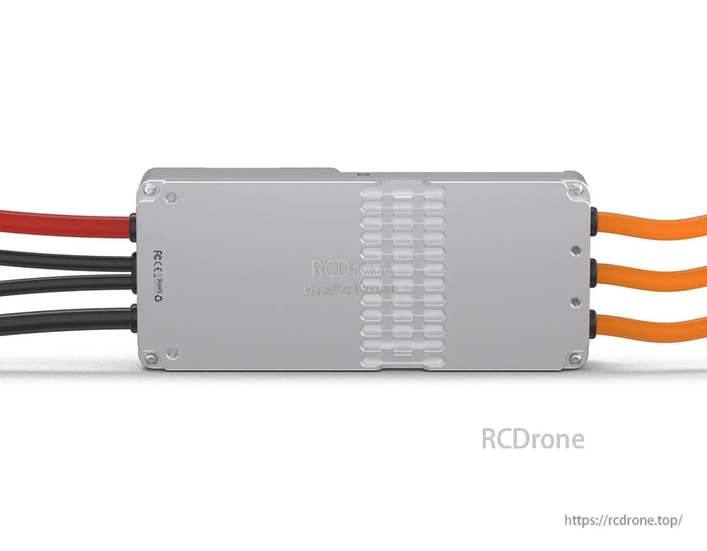 T-Motor V150A 14S UAV ESC in silver aluminum case with cooling fins, red/black power leads and three motor wires