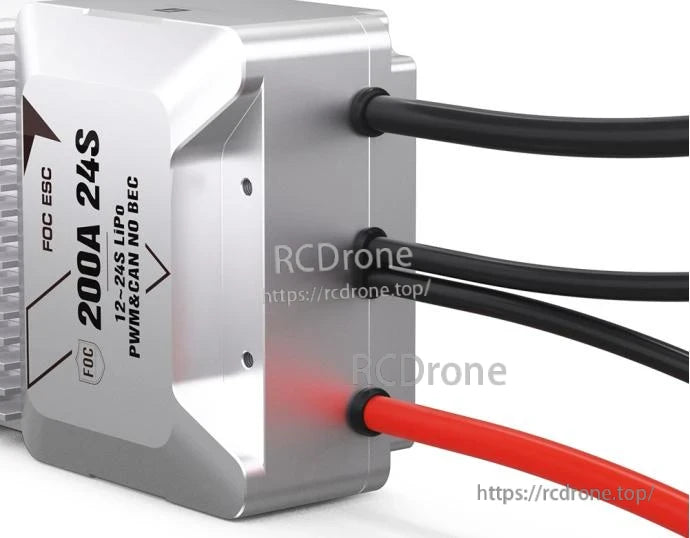 T-Motor V200A 24S UAV ESC, T-Motor V200A 200A 24S UAV ESC with aluminum case, labeled 12–24S LiPo and PWM/CAN leads