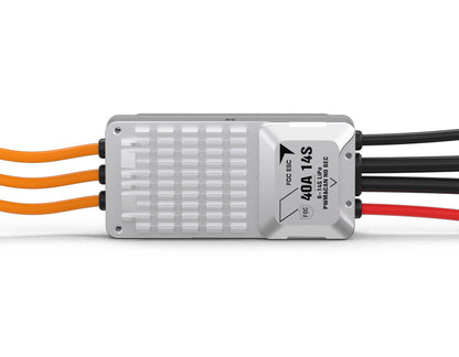 T-Motor V40A 14S UAV ESC, T-Motor V40A 14S FOC UAV ESC in aluminum heatsink case with PWM/CAN label and prewired leads