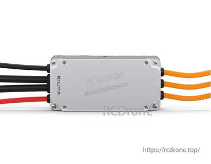 T-Motor V40A 14S UAV ESC in silver aluminum case with power leads on one side and three motor wires on the other