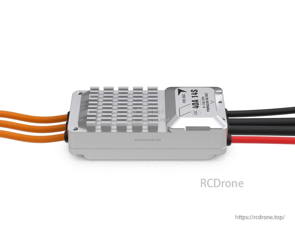 T-Motor V40A 14S UAV ESC, T-Motor V40A 14S FOC UAV ESC in aluminum heatsink case with prewired motor leads and power cables