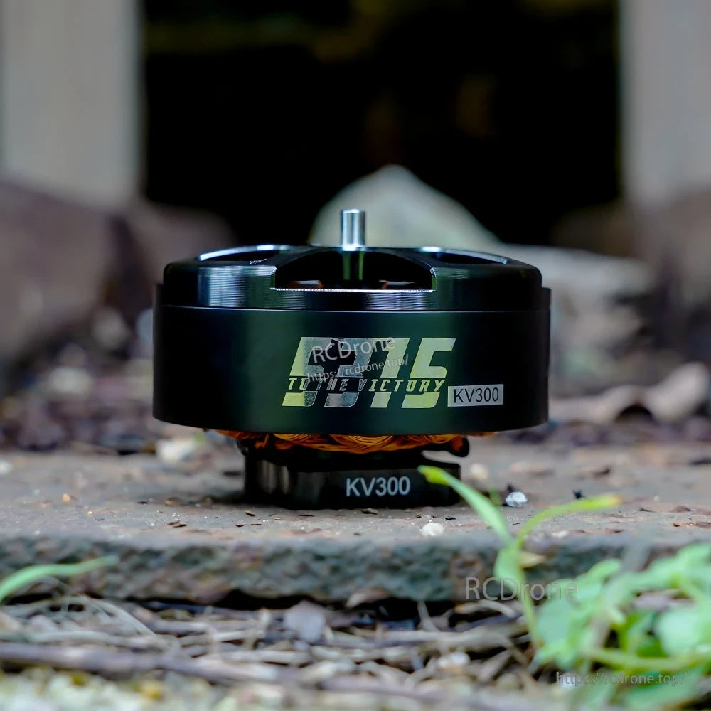 T-Motor brushless outrunner motor labeled “TO THE VICTORY” with KV300 marking and exposed shaft