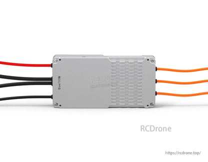 T-Motor V60A 24S UAV ESC in silver aluminum case with cooling grooves and attached power and motor wires