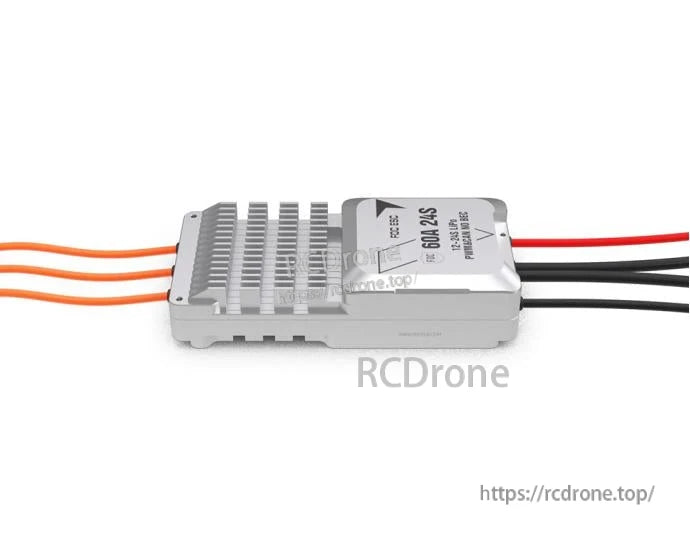 T-Motor V60A 24S UAV ESC, T-Motor V60A 24S 60A UAV ESC with finned aluminum heatsink case and three orange motor leads plus red/black power wires