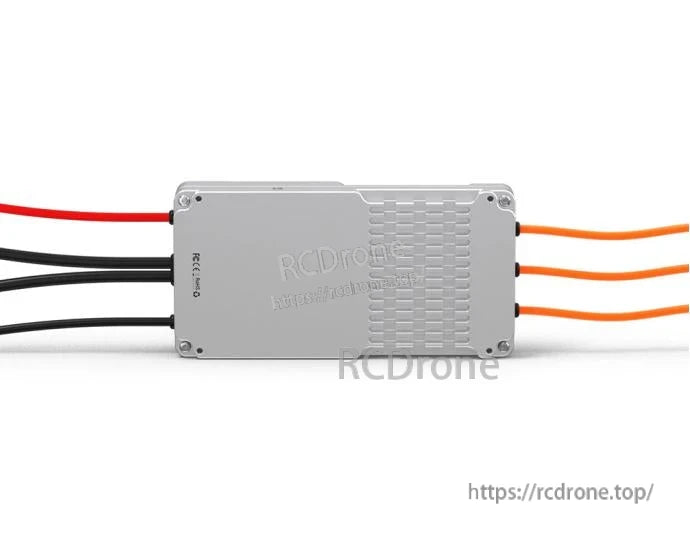 T-Motor V60A 24S UAV ESC in silver case with red/black power leads and three orange motor wires