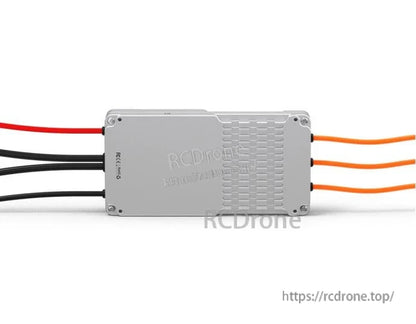 T-Motor V60A 24S UAV ESC in silver case with red/black power leads and three orange motor wires