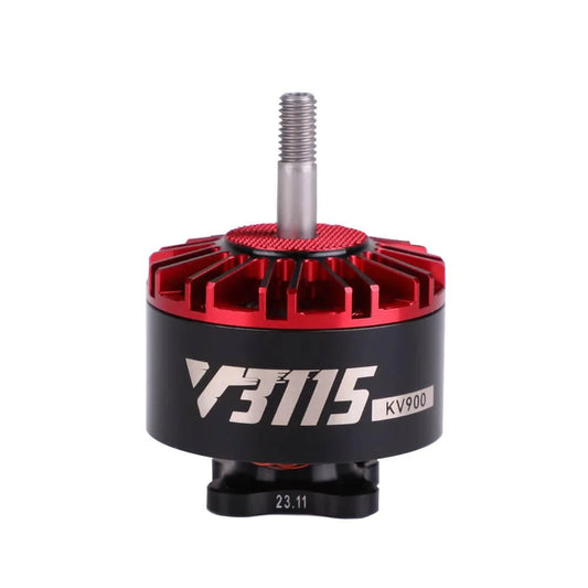 T-Motor F3115 KV900 brushless drone motor with red finned top and threaded shaft, black housing