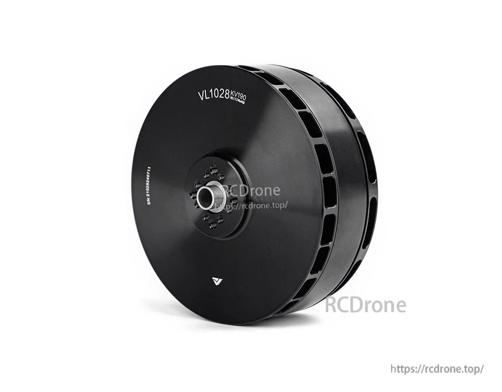 T-Motor VL1028 KV190 brushless outrunner motor in black with vented housing and central shaft mount