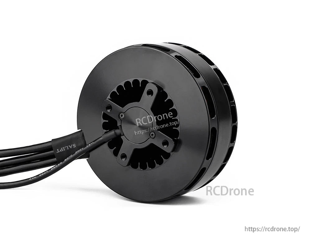 Black T-Motor brushless drone motor with rear mounting plate and attached power wires