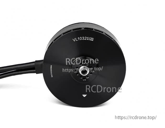 T-Motor VL1032 KV160 brushless drone motor with black round housing, centered shaft, and attached power wires