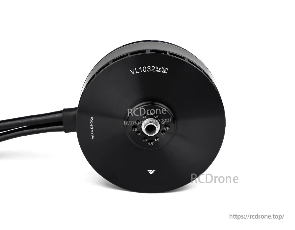 T-Motor VL1032 KV180 brushless drone motor with centered output shaft, front mounting holes, and power leads