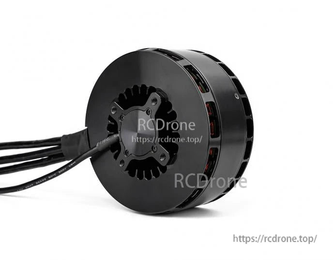 T-Motor brushless drone motor with black vented housing and attached power wires