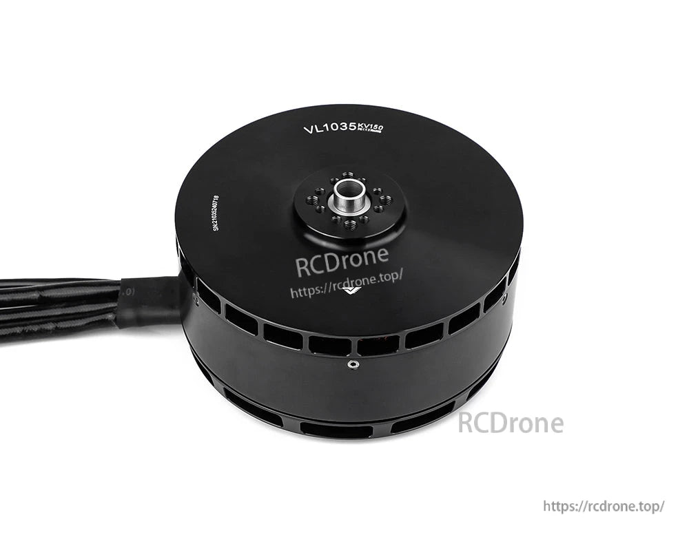 Black T-Motor VL1035 KV150 brushless drone motor with vented housing, top mount hub, and cable lead