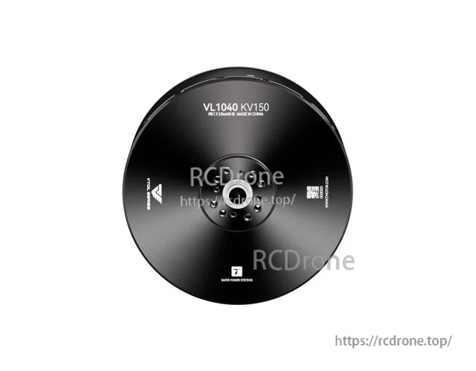 Top view of T-Motor VL1040 KV150 brushless motor with black circular housing and central mounting holes