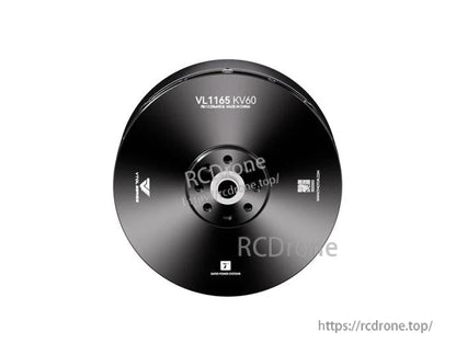 Top view of T-Motor VL1165 KV60 brushless drone motor with black housing and center mounting holes