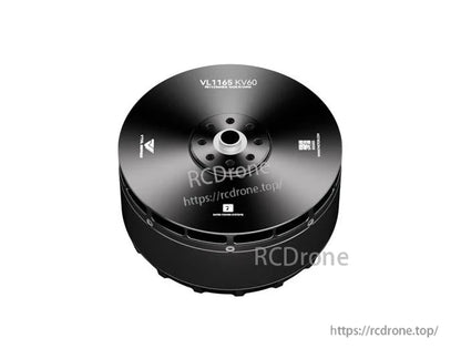 T-Motor VL1165 KV60 black brushless drone motor with central shaft and mounting holes, top view