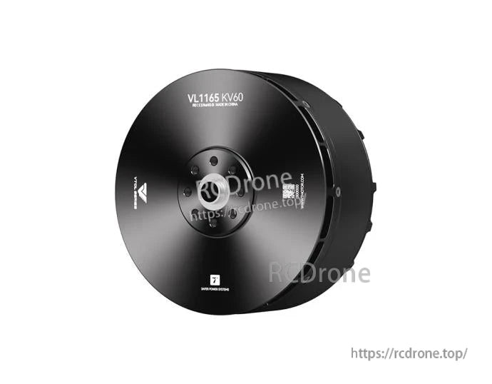 T-Motor VL1165 KV60 black brushless drone motor top view with mounting holes and KV label