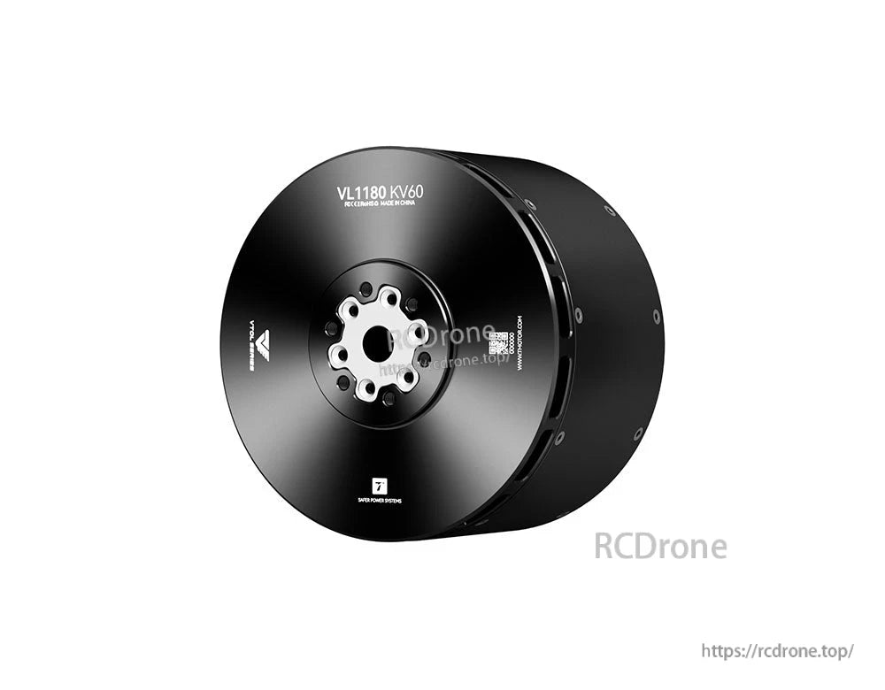 T-Motor VL1180 KV60 black brushless drone motor with front mounting hub and vented housing