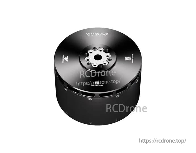 T-Motor VL1180 KV60 drone motor with black cylindrical housing, central mounting hub, and vented side openings