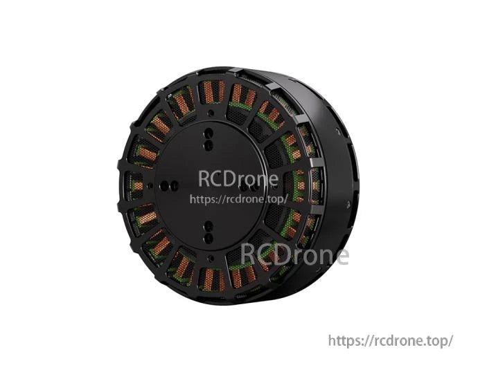 T-Motor black brushless drone motor with round housing and visible copper windings through side vents