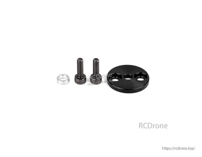T-Motor accessory hardware set with black round mounting plate, two hex screws, and a silver spacer