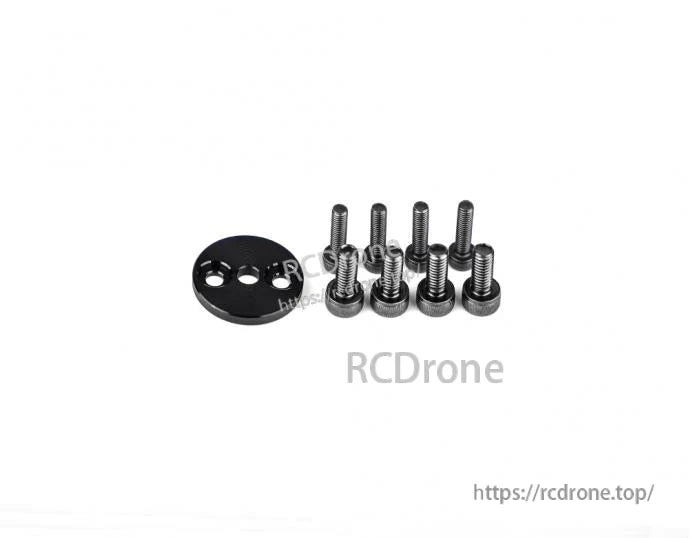 T-Motor hardware kit with round black mounting plate and a set of black bolts for installation