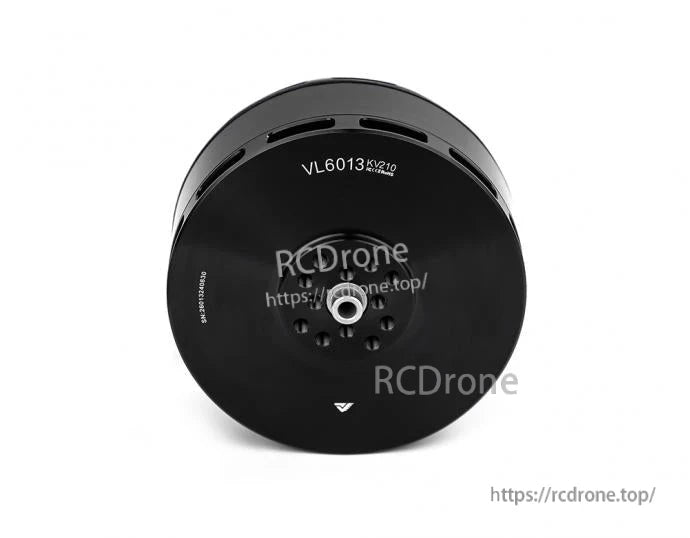 Top view of T-Motor VL6013 KV210 brushless motor with vented black housing, central shaft, and mounting holes