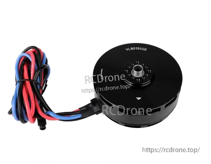 T-Motor VL9015 brushless drone motor with black round housing and red, blue, and black power wires