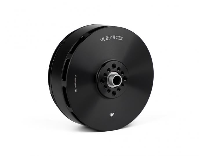 T-Motor VL8010 KV100 brushless motor in black housing with side ventilation slots and centered shaft mount