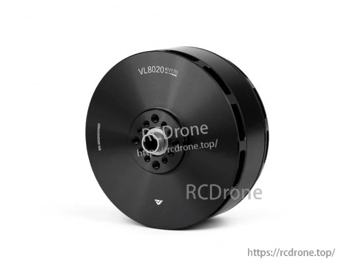 T-Motor VL8020 KV170 black brushless outrunner motor with central shaft and mounting hole pattern