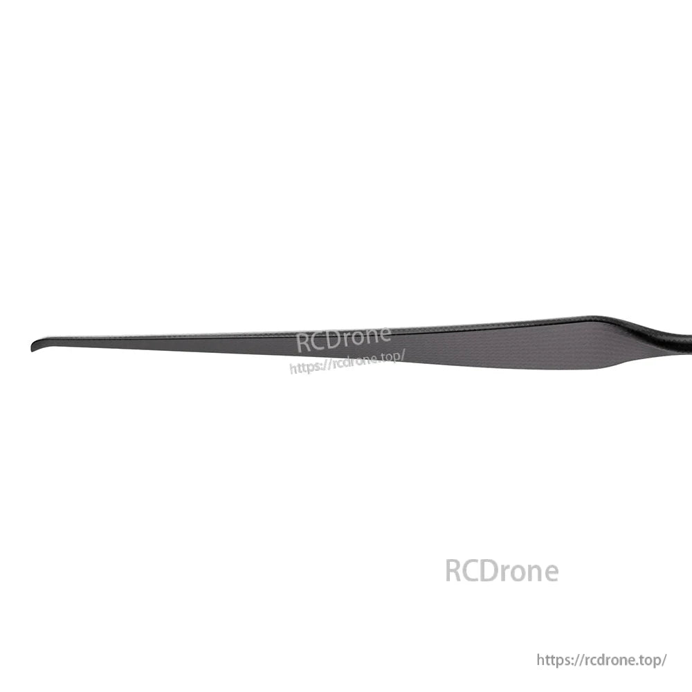 T-Motor VZ18x7 18in PMI Carbon VTOL Propeller, Side view of T-Motor VZ18x7 18-inch carbon fiber VTOL propeller blade with low-profile airfoil shape